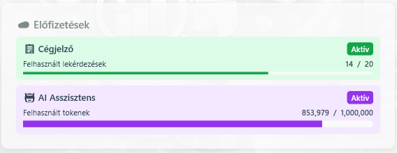 Előfizetések kártya